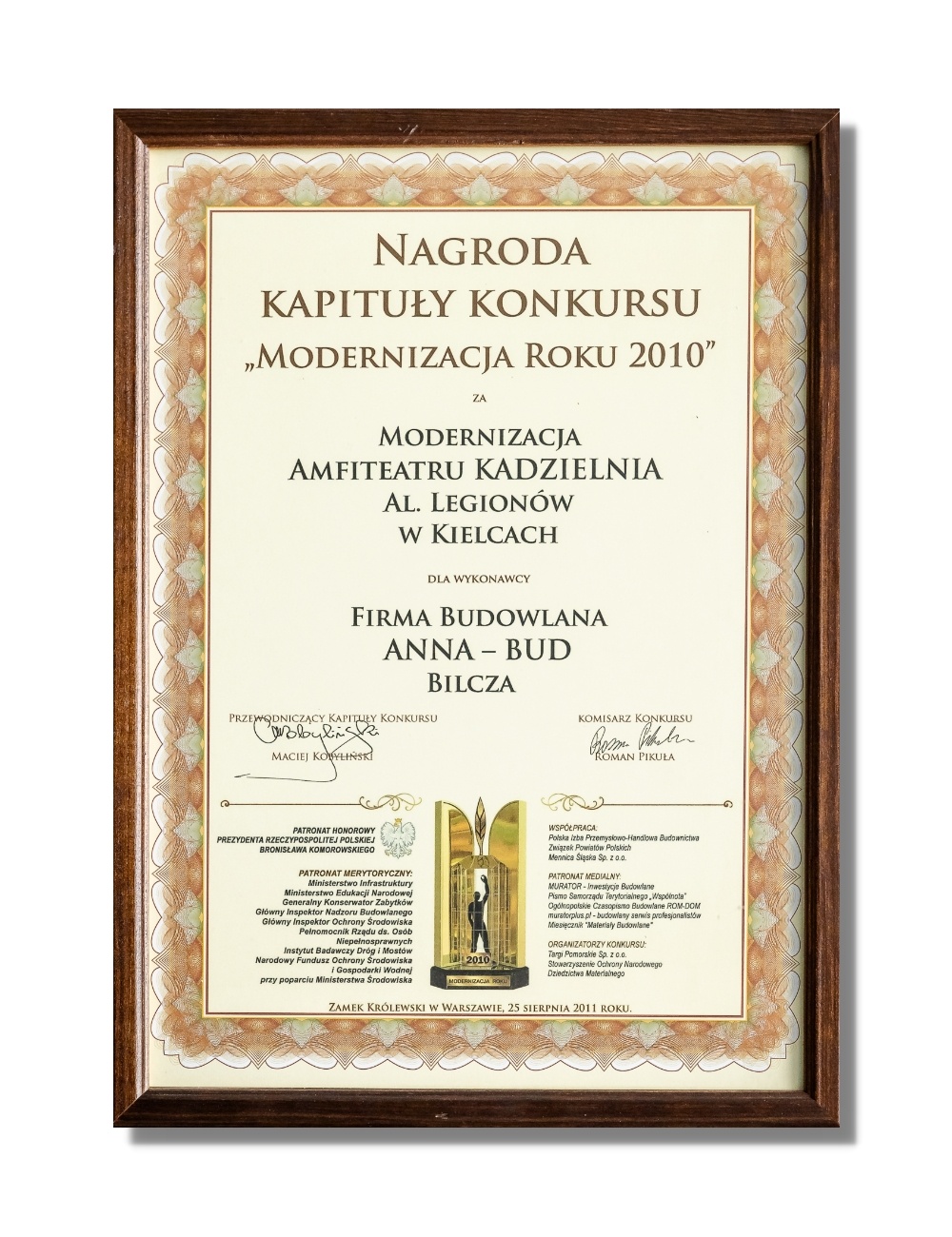 Nagroda Kapituły Konkursu „Modernizacja Roku 2010”.